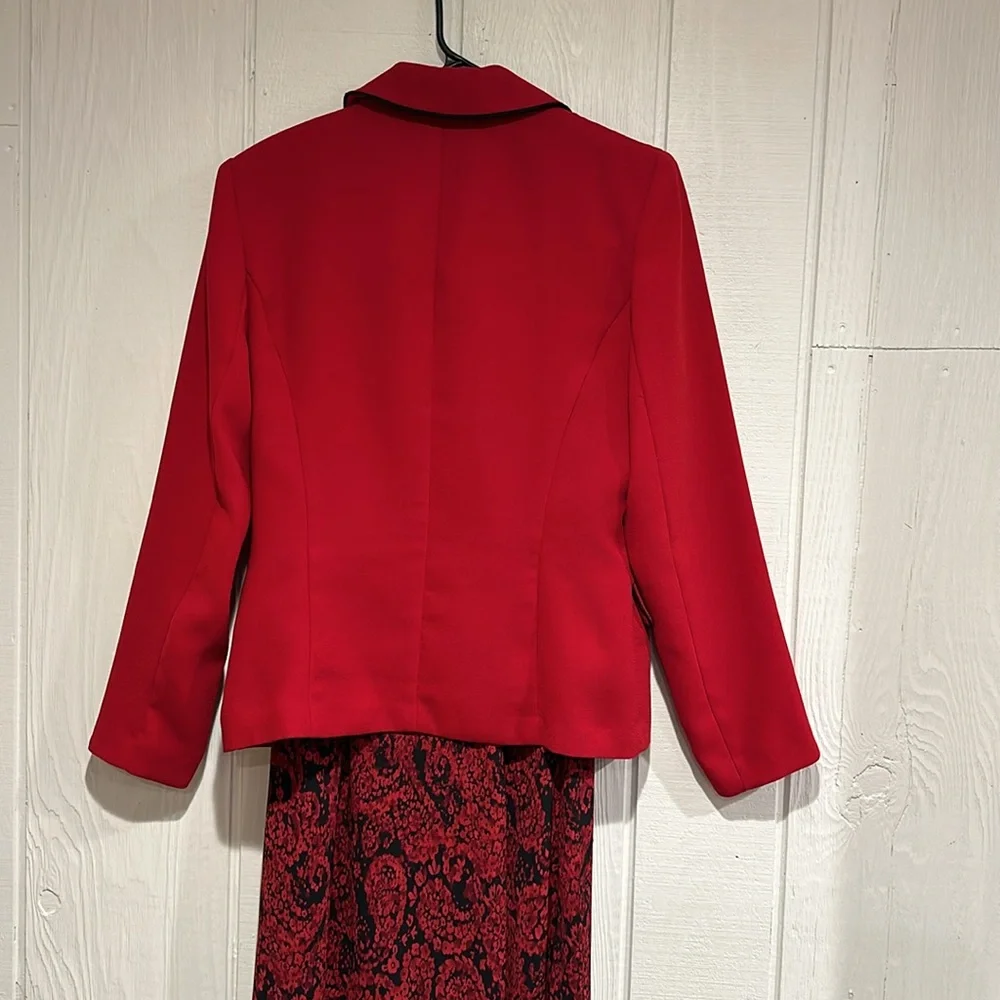 Studio I Elegant Red/Black Maxi Dress with Red Blazer